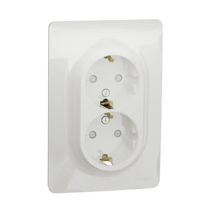 CONTACT DOUBLE SHUKO 16A WHITE SCHNEIDER UNICA (NU206718) - Ключове и контакти<<<Електроматериали<<<Praktiker&&&Ключове