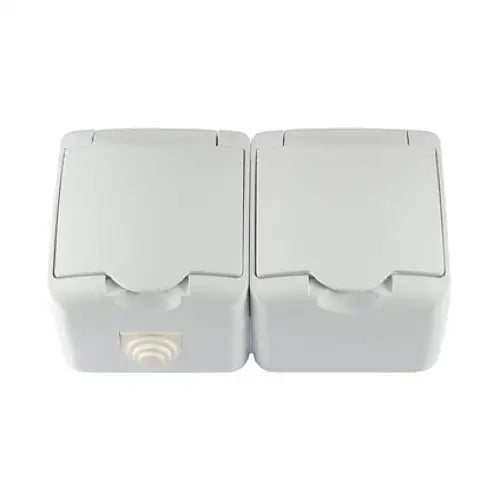 CONTACT IP44 DOUBLE WHITE MELOPLAM TONI - Ключове и контакти<<<Електроматериали<<<Praktiker&&&Ключове и