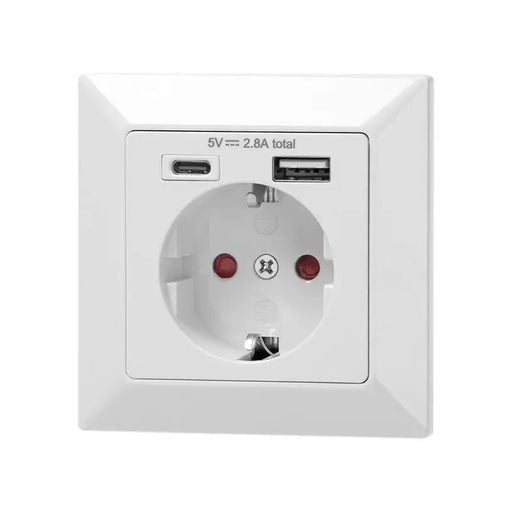CONTACT SINGLE 16A USB A + C 2.8A WHITE ORNO - Ключове и контакти<<<Електроматериали<<<Praktiker&&&Ключове и