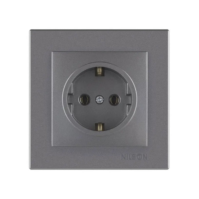 CONTACT SINGLE ANTHRACITE NILSON ALEGRA - Ключове и контакти<<<Електроматериали<<<Praktiker&&&Ключове и