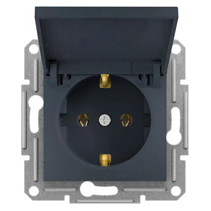 CONTACT SINGLE WITH COVER ANTHRACITE SCHNEIDER ASFORA - Ключове и контакти<<<Електроматериали<<<Praktiker&&&Ключове и