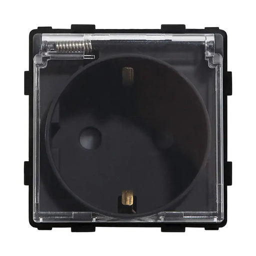 CONTACT SINGLE WITH COVER BLACK LUXON - Ключове и контакти<<<Електроматериали<<<Praktiker&&&Ключове и