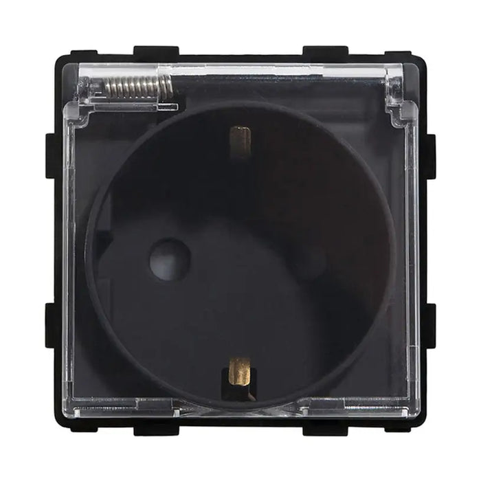 CONTACT SINGLE WITH COVER BLACK LUXON - Ключове и контакти<<<Електроматериали<<<Praktiker&&&Ключове и