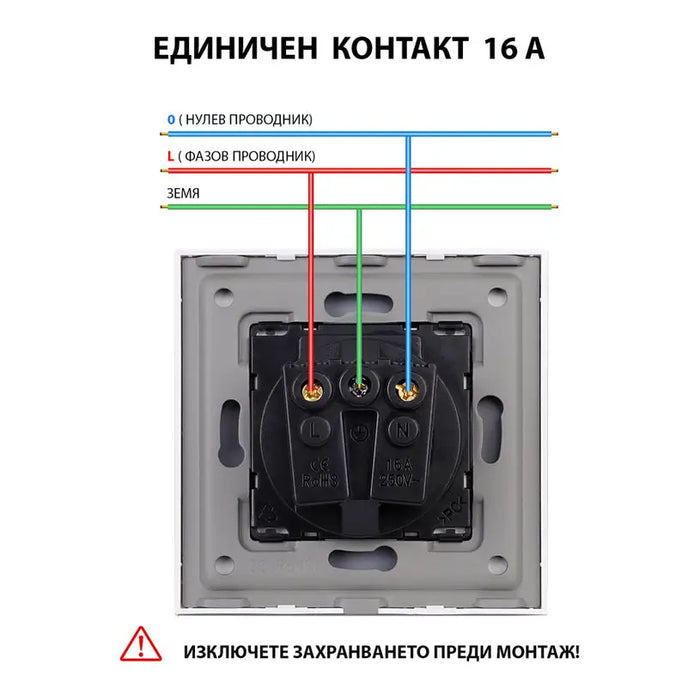 CONTACT SINGLE WITH COVER GRAY LUXON - Ключове и контакти<<<Електроматериали<<<Praktiker&&&Ключове и