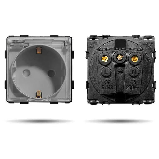 CONTACT SINGLE WITH COVER GRAY LUXON - Ключове и контакти<<<Електроматериали<<<Praktiker&&&Ключове и