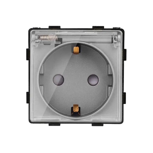 CONTACT SINGLE WITH COVER GRAY LUXON - Ключове и контакти<<<Електроматериали<<<Praktiker&&&Ключове и