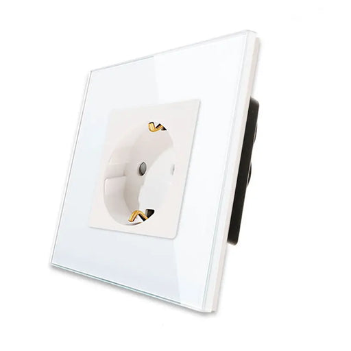 CONTACT WITH CHILD PROTECTION AND GLASS FRAME WHITE LUXON - Ключове и контакти<<<Електроматериали<<<Praktiker&&&Ключове