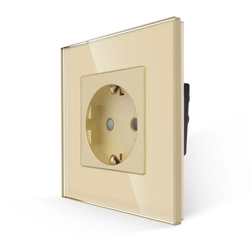 CONTACT WITH CHILD PROTECTION AND LUXON GOLD GLASS FRAME - Ключове и контакти<<<Електроматериали<<<Praktiker&&&Ключове