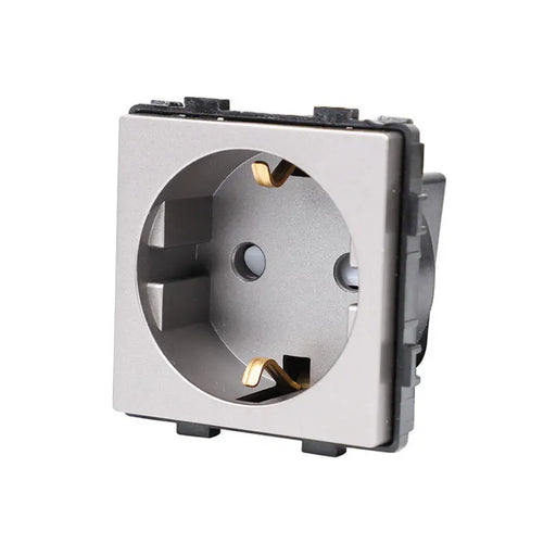 CONTACT WITH CHILD PROTECTION MECHANISM GRAY LUXON - Ключове и контакти<<<Електроматериали<<<Praktiker&&&Ключове и