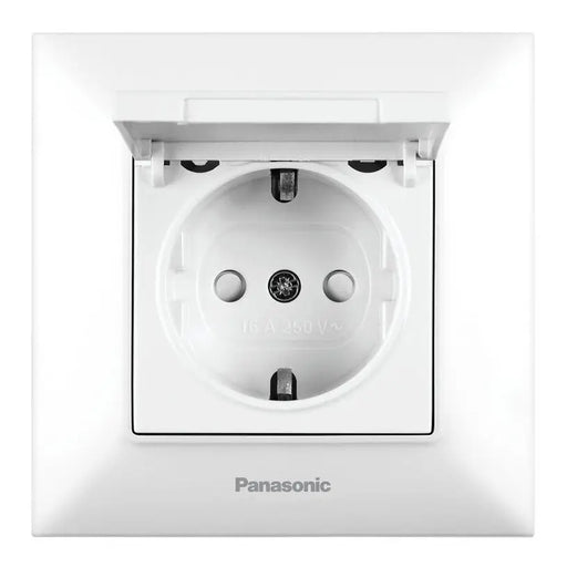 CONTACT WITH COVER WHITE PANASONIC Arkedia Slim - Ключове и контакти<<<Електроматериали<<<Praktiker&&&Ключове и