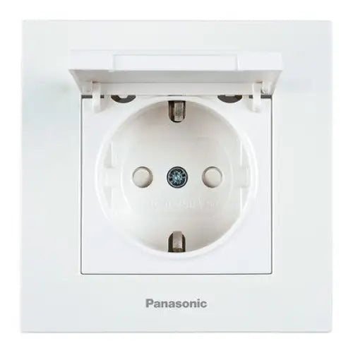 CONTACT WITH COVER WHITE PANASONIC KARRE PLUS - Ключове и контакти<<<Електроматериали<<<Praktiker&&&Ключове и