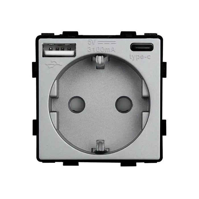 CONTACT WITH USB-A + C AND CHILD PROTECTION MECHANISM GRAY LUXON - Ключове и