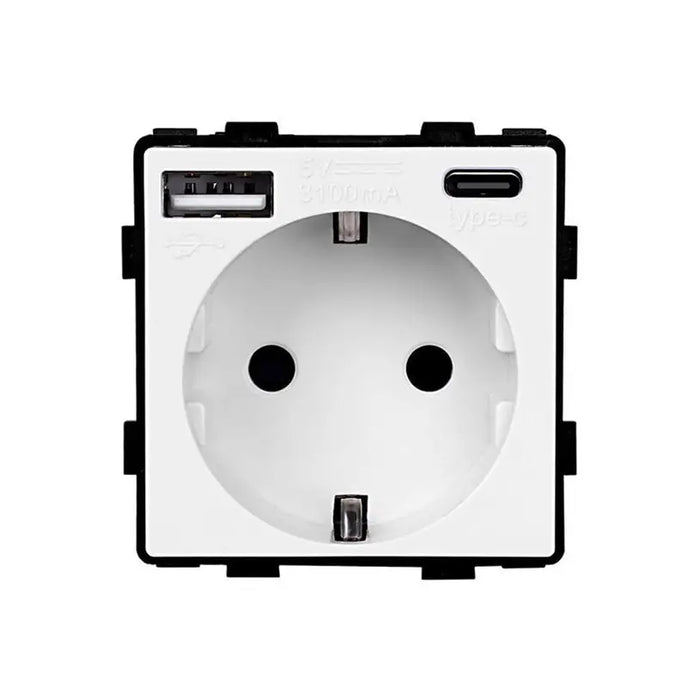 CONTACT WITH USB-A + C AND CHILD PROTECTION MECHANISM WHITE LUXON - Ключове и