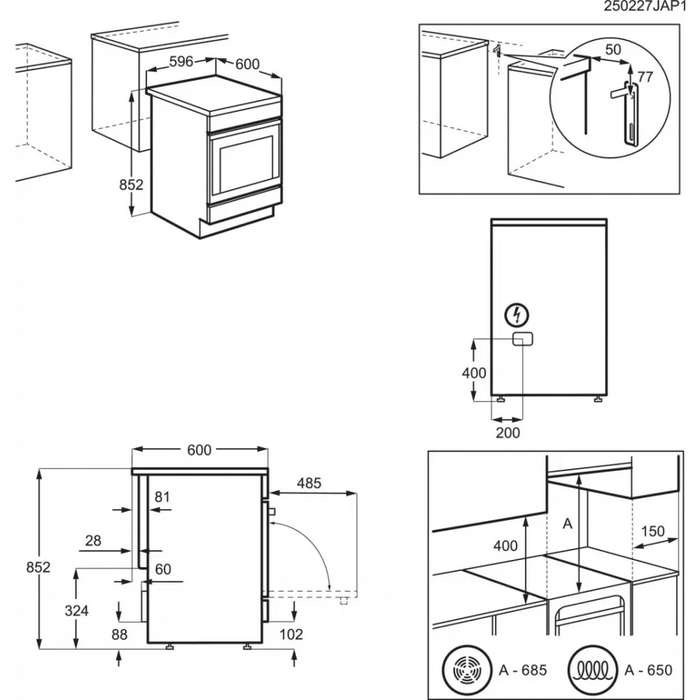 Cooker with ceramic hob AEG CCB6693APM - Готв. печки с керам. плот<<<Готварски печки<<<Домакински