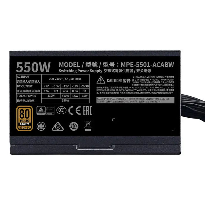 Cooler Master MWE BRONZE V2 230V 550W Power Supply Unit - Computer power supplies<<<Gaming<<<InnproXML