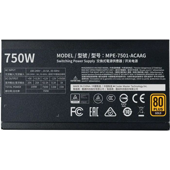 Cooler Master MWE Gold 750 - V2 power supply unit 750 W 24-pin ATX ATX Black - Захранвания<<<Компютърни