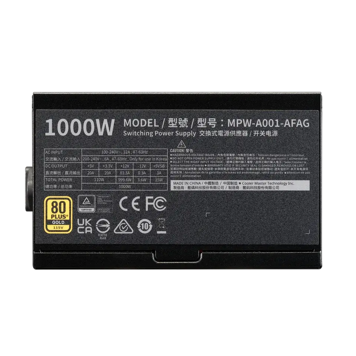 Cooler Master Elite Gold 1000W ATX 3.1 Power Supply