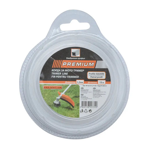 CORD FOR TRIMMER PROFILE SQUARE PREMIUM 1.2 MM 15 M - Аксесоари за градински машини<<<Градински