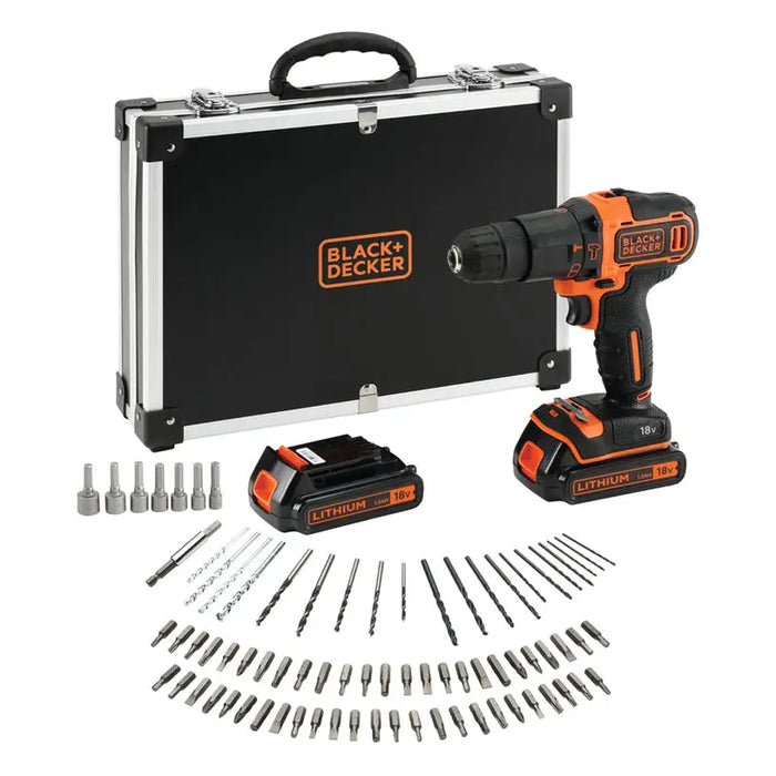 CORDLESS IMPACT DRILL WITH TWO BATTERIES 1.5 AH AND CHARGER BLACK&DECKER BDCHD18BAFC-QW 18 V 40.00 nm NUMBER