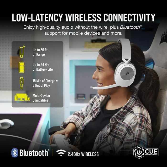 Corsair HS55 White Wireless Bluetooth Gaming Headset PC/PS5/PS4