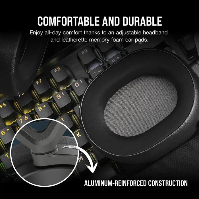 Gaming headset with microphone Corsair HS65 v2 Carbon wireless and bluetooth PC/PS5/PS4, Black