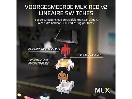 Corsair K70 CORE TKL RGB Gaming Wireless/Bluetooth Mechanical Keyboard, Corsair MLX Red Switch