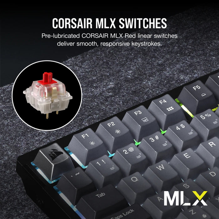 Corsair K65 Plus RGB 75% Wireless Mechanical Keyboard, HS, Corsair NLX Red Key Switches
