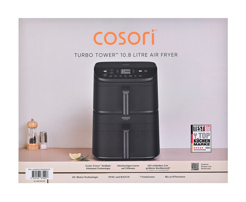 Cosori Turbo Tower Air Fryer 6.5L+4.3L Black EU KAAPAFCSNDE0243Y
