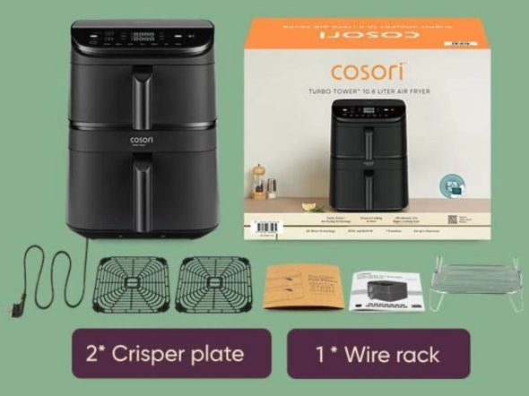 Cosori Turbo Tower Air Fryer 6.5L+4.3L Black EU KAAPAFCSNDE0243Y