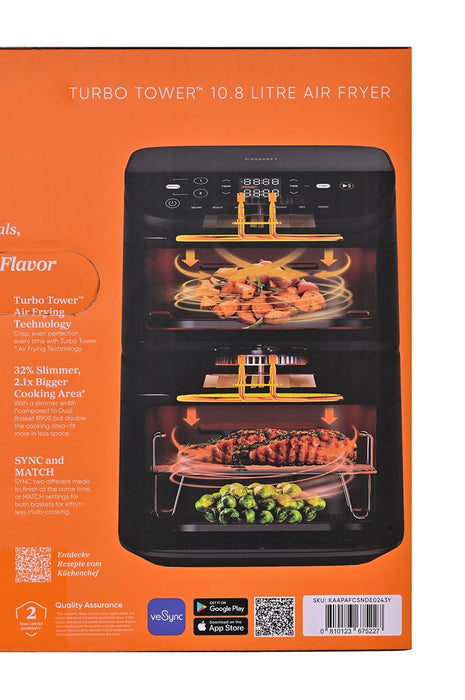 Cosori Turbo Tower Air Fryer 6.5L+4.3L Black EU KAAPAFCSNDE0243Y