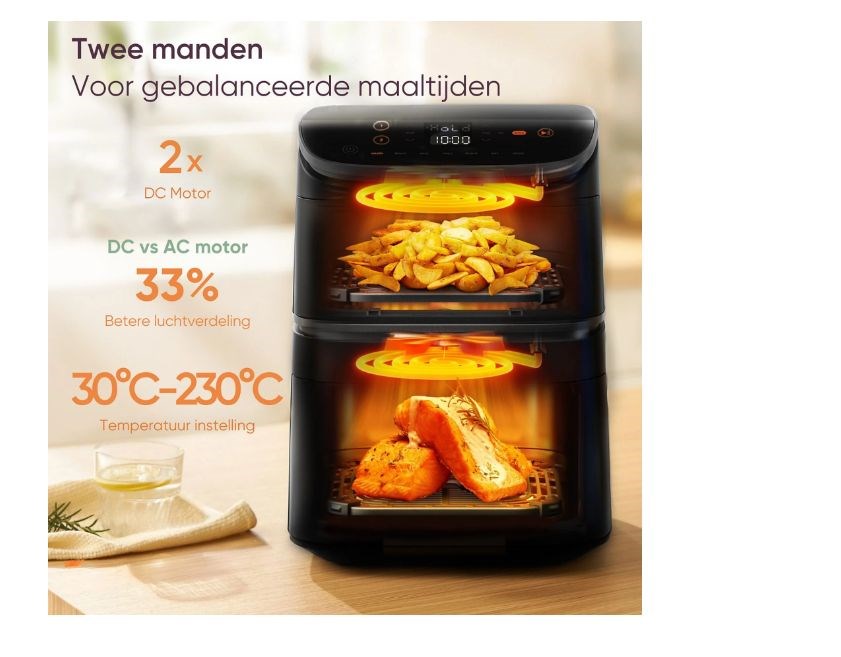 Cosori Turbo Tower Air Fryer 6.5L+4.3L Black EU KAAPAFCSNDE0243Y