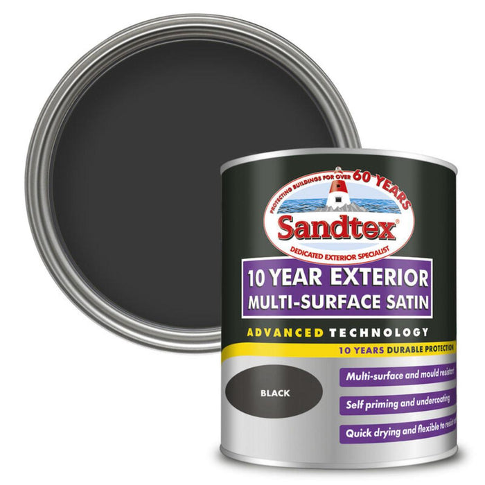 PAINT SANDTEX SATIN BLACK 0.75L WATER BASE