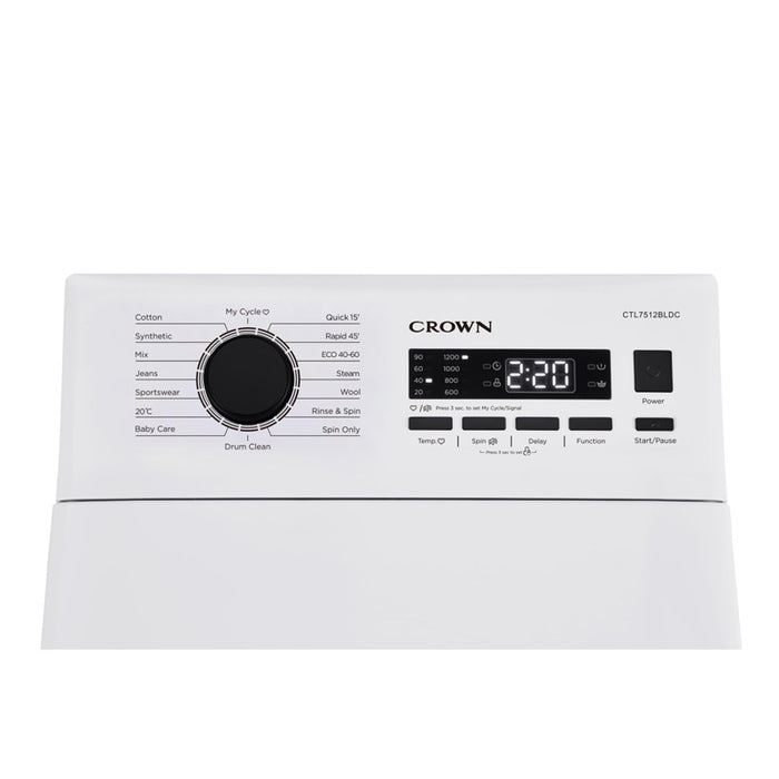 Crown CTL7512BLDC washing machine, 1200 rpm, 7.50 kg, A, White