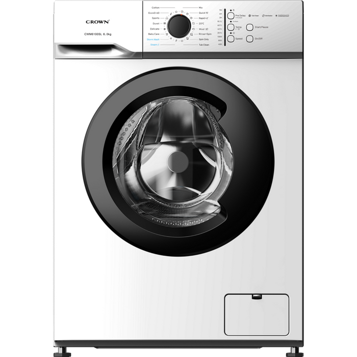 Crown CWM6100SL Washing Machine, 1000 rpm, 6.00 kg, A, White