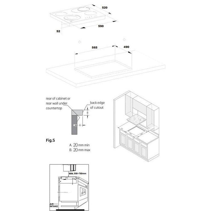 Built-in ceramic hob Crown PVT624DO.C, Electric