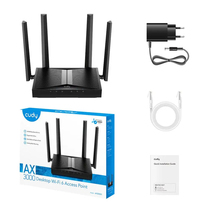 Cudy AP3000D wireless access point 2402 Mbit/s Black - AccesPointKIL-ACC<<<CommunicationKIL<<<ActionPL
