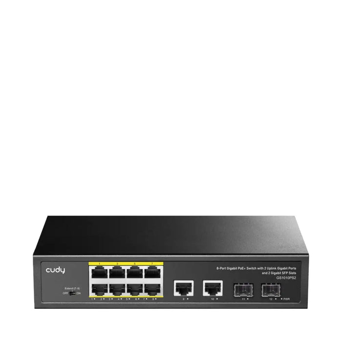 Cudy GS1010PS2 network switch Unmanaged Gigabit Ethernet (10/100/1000) Power over Ethernet (PoE) Black