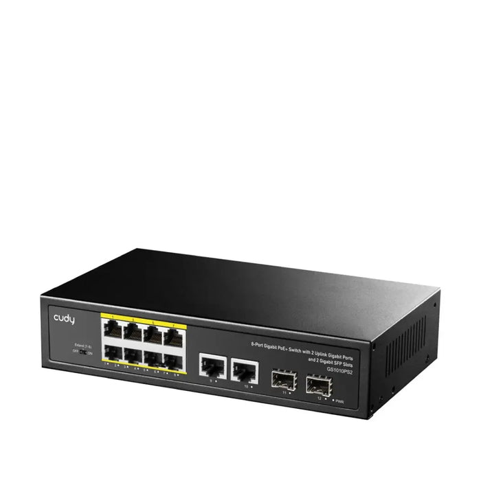 Cudy GS1010PS2 network switch Unmanaged Gigabit Ethernet (10/100/1000) Power over Ethernet (PoE) Black