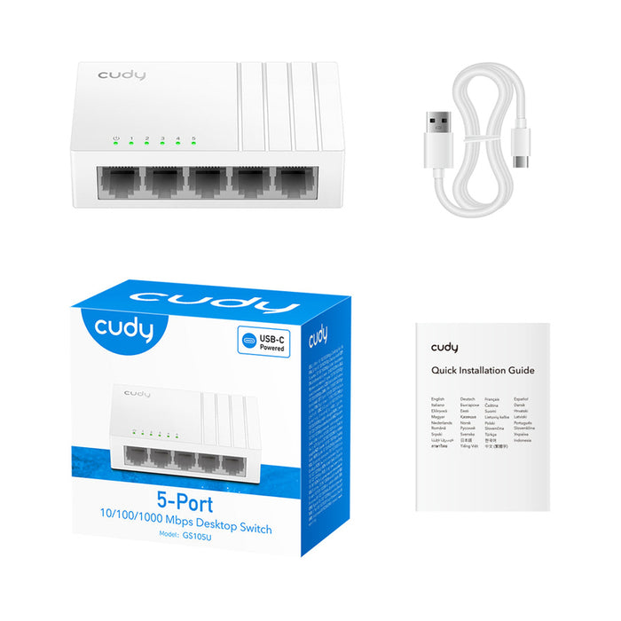 Switch Cudy GS105U, 5 ports, 10/100/1000, Auto-MDI/MDIX, USB-C Port