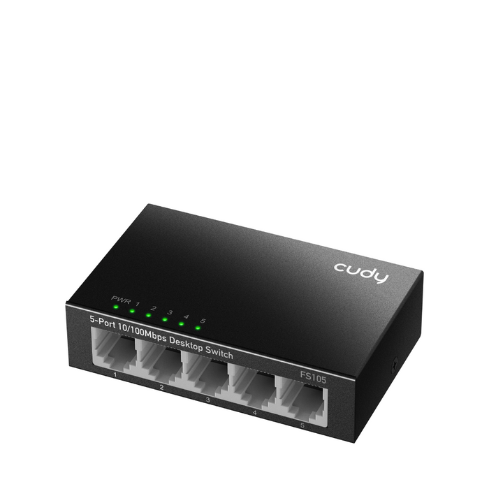 Switch Cudy FS105, 5-port 10/100 Mbps RJ 45, Metal housing, Black