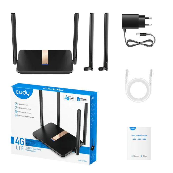 Wireless router Cudy LT500D, 4G LTE, 5GHz, 1200 Mbps, 10/100