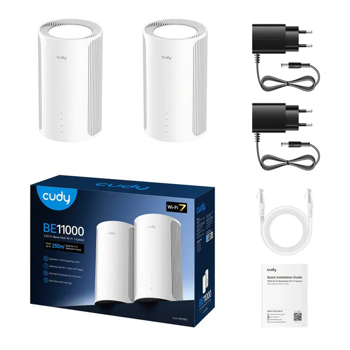 Wireless MESH system Cudy M11000 BE11000 Tri-Band 2.4/5/6Ghz 688 - 5765 Mbps - 2 Pieces