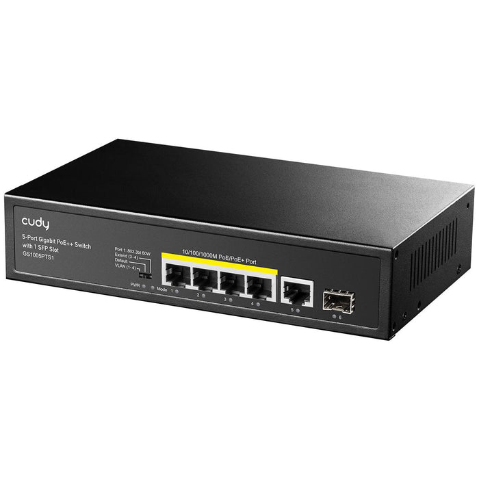 Switch Cudy GS1005PTS1, 5 ports, 10/100/1000, PoE+ Switch 120W, 1 SFP Slot