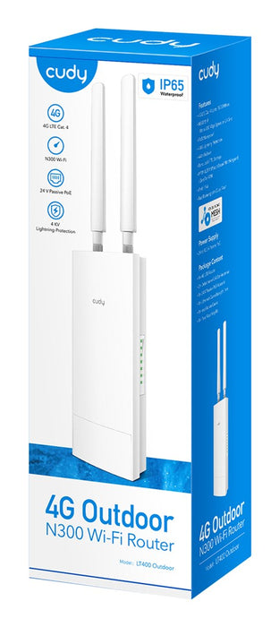 Wireless router Cudy LT400 Outdoor, N300, 4G LTE, 2.4 GHz, 300 Mbps for outdoor use