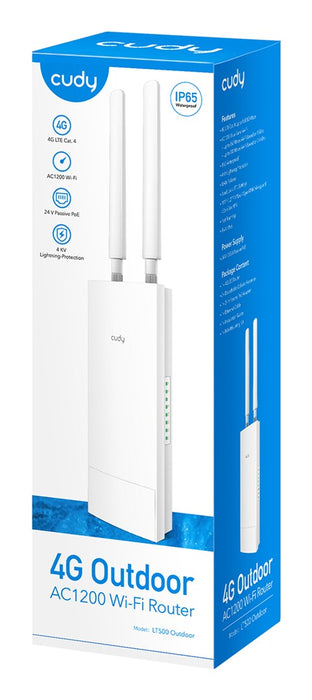 Wireless router Cudy LT500 Outdoor, AC1200, 4G, LTE CAT 4, 2.4/5 GHz, 300 - 867 Mbps for outdoor use