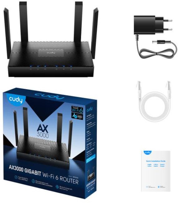Wireless router Cudy WR3000, AX3000, 2.4/5 GHz, 574 - 2402 Mbps, 10/100/1000