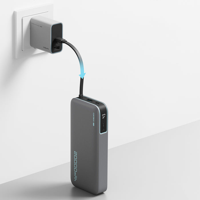 Cuktech CUKP200NGLDG 45W 20000mAh Powerbank with Built-in USB-C Cable - Gray