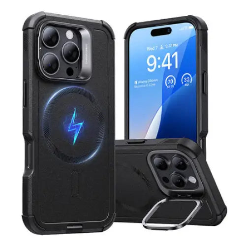 Cyber Tough (HaloLock) ESR case with stand for iPhone 16 Pro Max (black) - Protective cases