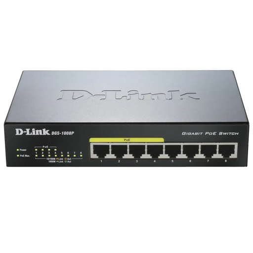 D-Link 8-port 10/100/1000 Desktop Switch w/ 4 PoE Ports - Неуправляеми комутатори<<<D-LINK мрежови