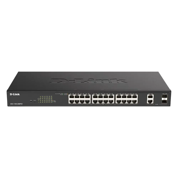 D-Link DGS-1100-26MPV2 network switch Managed L2 Gigabit Ethernet (10/100/1000) Power over Ethernet (PoE) Black